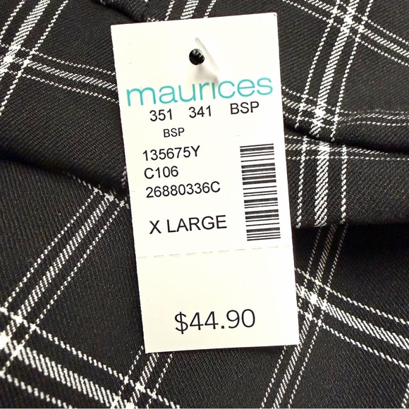 Maurices Plaid Crop Pants XL NWT Black White Mid Rise Stretch Work Trousers - Picture 8 of 16